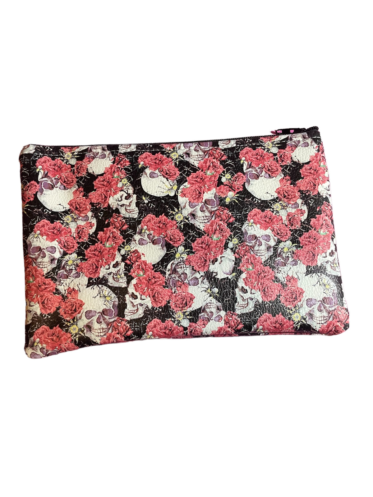 Floral Skull Zipper Pouch